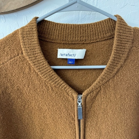 Artefact Wool Boiler Zip Up Bomber Sweater Brown Size L - Picture 9 of 9